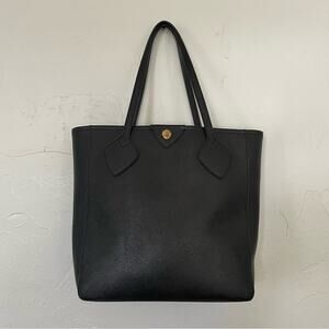 Anne Klein Sophisticated Black Leather Tote Bag with Minimalist Design 12.5"x15"
